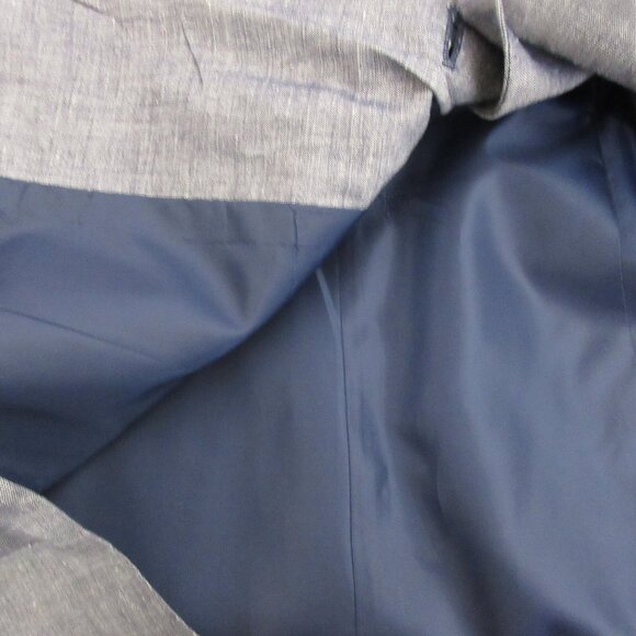 Lane Bryant Women Blazer Jacket 16 Linen Chambray Blue Lined Casual Flap Pockets - Picture 7 of 8